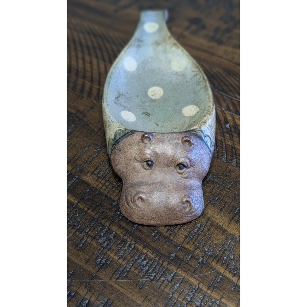 Vintage UCTCI Hippo Spoon Rest Japan Stoneware w/Polka Dots Hippopotamus